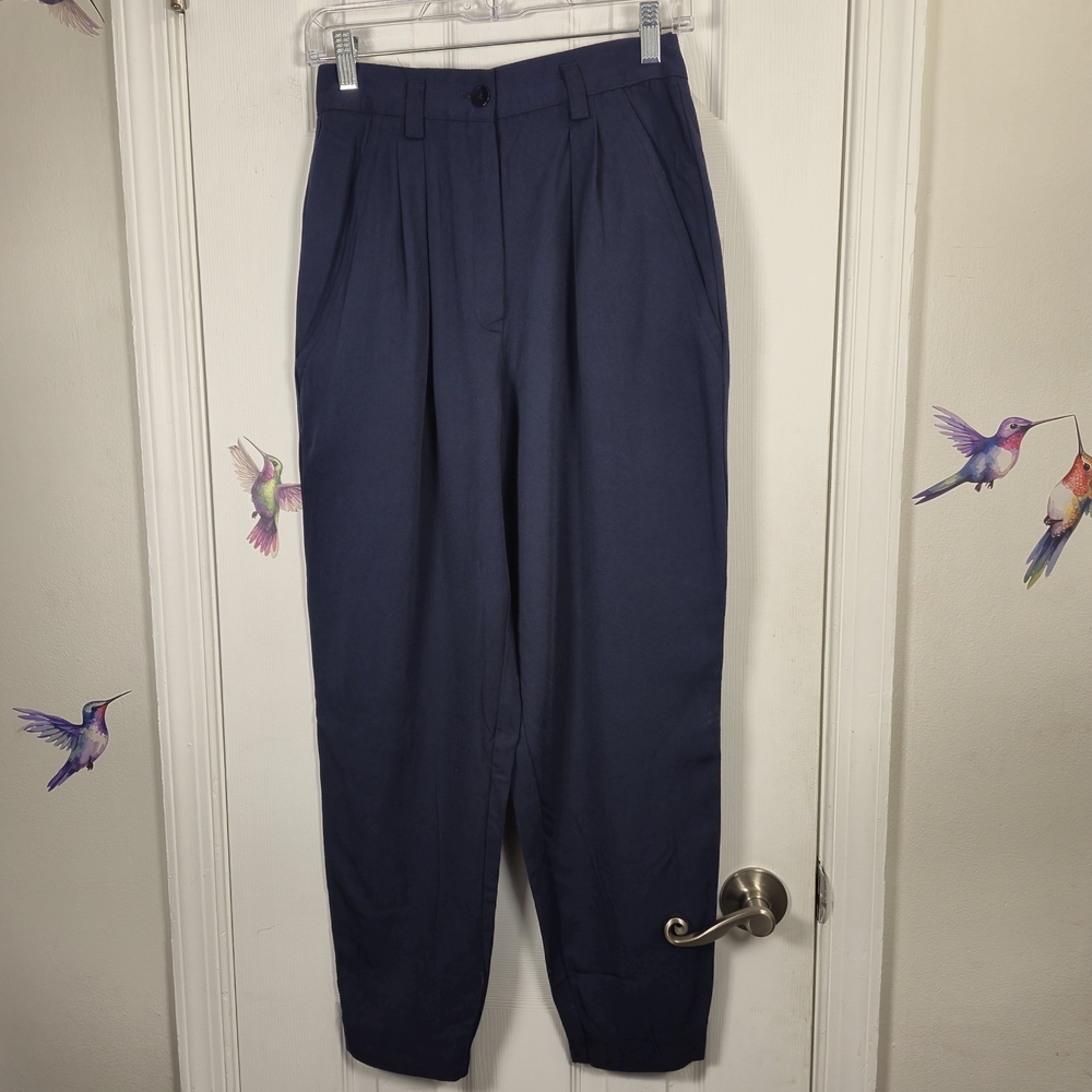 Vintage The Limit High-Waist Pleated Wool-Blend Trousers | Size 8